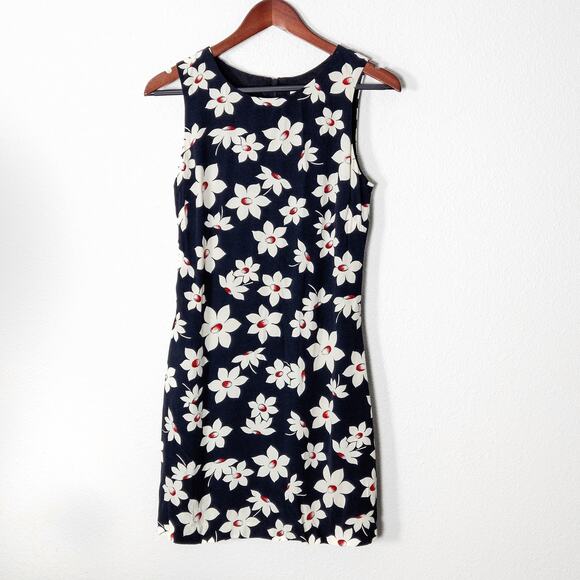 Express Dresses & Skirts - Express Women’s Dress Vintage Floral Rayon Lined Navy Ivory Red Zip Size XS